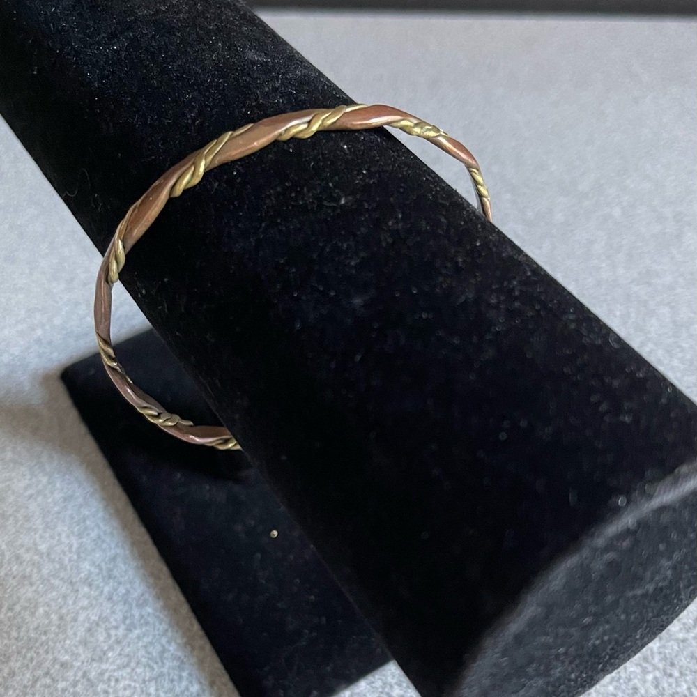 Vintage Made In Mexico Twisted Brass & Copper Bangle Bracelet